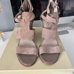 Hinge Tan Suede Block Heels